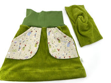 Lade das Bild in den Galerie-Viewer, Bio Breidcord Rock Hellgrün glückliche Hühner mit oder ohne Haarband