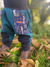 Lade das Bild in den Galerie-Viewer, WOLLWALK-HOSE Petrol/Dunkelblau kleiner Endecker Taschen Kniepatches