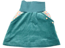 Lade das Bild in den Galerie-Viewer, Bio Breidcord Rock Dunkelmint Herzchen Regenbogen mit oder ohne Haarband