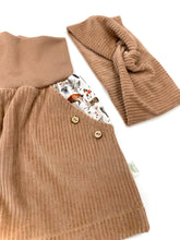 Lade das Bild in den Galerie-Viewer, Bio Breidcord Rock Haselnuss Waldtiere Fuchs Reh mit oder ohne Haarband