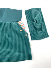 Lade das Bild in den Galerie-Viewer, Bio Breidcord Rock Dunkelmint Herzchen Regenbogen mit oder ohne Haarband