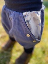 Lade das Bild in den Galerie-Viewer, MUSSELIN-HOSE Blau Dinosaurier