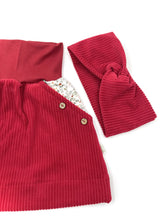 Lade das Bild in den Galerie-Viewer, Bio Breidcord Rock Rot Blümchen mit oder ohne Haarband