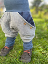 Lade das Bild in den Galerie-Viewer, MUSSELIN-HOSE BLAUMELIERT BLAUGESTREIFT/BLAU