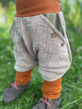 Lade das Bild in den Galerie-Viewer, MUSSELIN-HOSE NATUR MELIERT