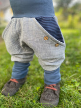 Lade das Bild in den Galerie-Viewer, MUSSELIN-HOSE BLAUMELIERT BLAUGESTREIFT/BLAU