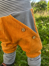 Lade das Bild in den Galerie-Viewer, CORDNICKY-H0SE SENFGELB GRAU/GESTREIFT
