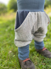 Lade das Bild in den Galerie-Viewer, MUSSELIN-HOSE BLAUMELIERT BLAUGESTREIFT/BLAU