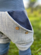 Lade das Bild in den Galerie-Viewer, MUSSELIN-HOSE BLAUMELIERT BLAUGESTREIFT/BLAU