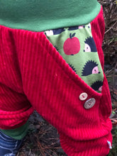 Lade das Bild in den Galerie-Viewer, CORDNICKY-HOSE ROT IGEL APFEL