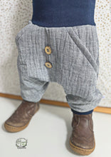 Lade das Bild in den Galerie-Viewer, MUSSELIN-HOSE BLAUMELIERT UNI