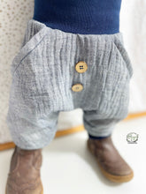 Lade das Bild in den Galerie-Viewer, MUSSELIN-HOSE BLAUMELIERT UNI