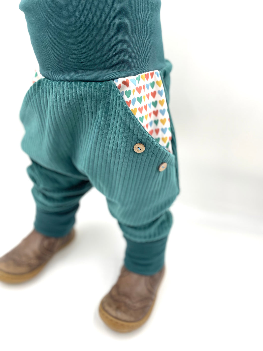 CORDNICKY-HOSE Dunkelmint Herzchen