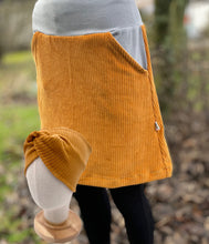 Lade das Bild in den Galerie-Viewer, Bio Cord Rock Damen Senfgelb/Grau Taschen mit oder ohne Haarband
