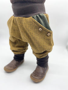 FISCHGRÄT-HOSE SENFGELB/BRAUN/KHAKI