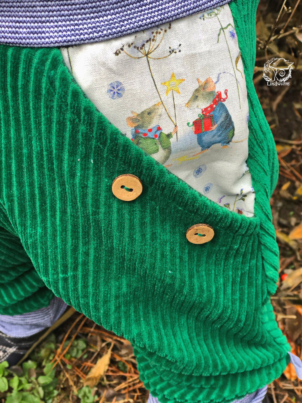 CORDNICKY-HOSE FLASCHENGRÜN WINTERMÄUSE