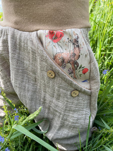 MUSSELIN-HOSE NATUR MELIERT REHWIESE