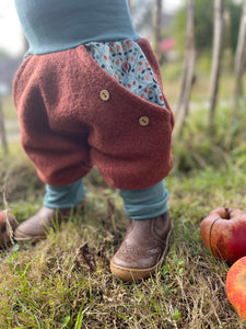 WOLLWALK-HOSE ROST BLUMEN MUSTER